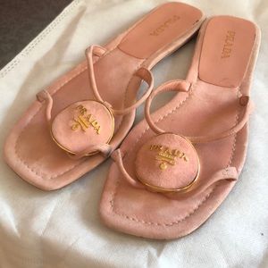 Prada baby pink suede sandals